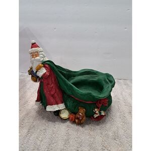 Vintage Santa Pulling Bag Candy Dish Trinket Dish 1997 With Box